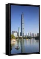 KK100 (KingKey 100) skyscraper and Lizhi Park, Shenzhen, Guangdong, China-Ian Trower-Framed Stretched Canvas