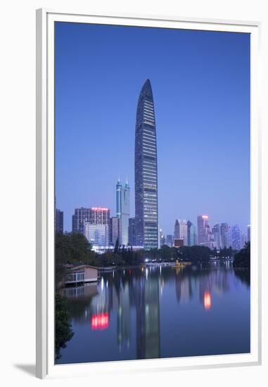 KK100 (KingKey 100) skyscraper and Lizhi Park, Shenzhen, Guangdong, China-Ian Trower-Framed Premium Photographic Print