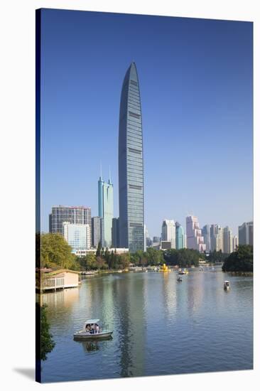 KK100 (KingKey 100) skyscraper and Lizhi Park, Shenzhen, Guangdong, China-Ian Trower-Stretched Canvas