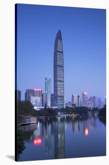 KK100 (KingKey 100) skyscraper and Lizhi Park, Shenzhen, Guangdong, China-Ian Trower-Stretched Canvas