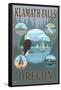 Klamath Falls, Oregon - Scenic Travel Poster-Lantern Press-Framed Stretched Canvas