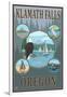 Klamath Falls, Oregon - Scenic Travel Poster-Lantern Press-Framed Art Print