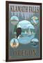 Klamath Falls, Oregon - Scenic Travel Poster-Lantern Press-Framed Art Print