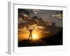 Klan00084 Silhouette Sunset Man Happy Sky in the New Mexico Sandia Mountains-Kevin Lange-Framed Photographic Print