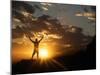 Klan00084 Silhouette Sunset Man Happy Sky in the New Mexico Sandia Mountains-Kevin Lange-Mounted Photographic Print