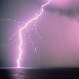 Lightning across the sea-Klaus Hackenberg-Mounted Photographic Print
