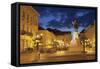 Klauzal Square at Dusk, Szeged, Southern Plain, Hungary, Europe-Ian Trower-Framed Stretched Canvas