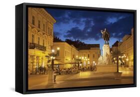Klauzal Square at Dusk, Szeged, Southern Plain, Hungary, Europe-Ian Trower-Framed Stretched Canvas
