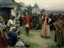 Danse (Un Couple De Jeunes Maries En Costume Traditionnel Danse Parmi La Foule Des Villageois a La-Klavdiy Vasilievich Lebedev-Mounted Giclee Print