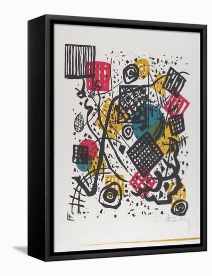 Kleine Welten V (Small Worlds V), 1922 (Woodcut Printed in Red, Blue, Yellow, and Black)-Wassily Kandinsky-Framed Stretched Canvas