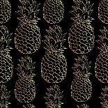 Exotic Seamless Pattern with Silhouettes Tropical Fruit Pineapples.-klepsidra-Art Print