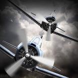Dramatic Scene on the Sky: Vintage Fighter Plane Inbound from Sun-Kletr-Photographic Print