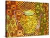 Klimt Style Teapot Art Print-Blenda Tyvoll-Stretched Canvas