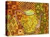Klimt Style Teapot Art Print-Blenda Tyvoll-Stretched Canvas