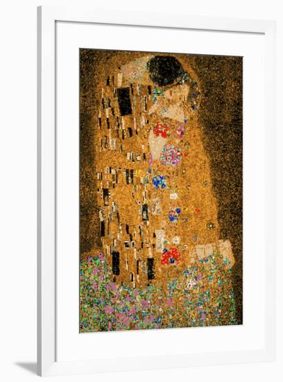 Klimt The Kiss 8 Bit Art-null-Framed Art Print