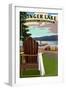 Klinger Lake - Sturgis, Michigan - Adirondack Chairs-Lantern Press-Framed Art Print