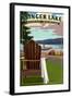 Klinger Lake - Sturgis, Michigan - Adirondack Chairs-Lantern Press-Framed Art Print