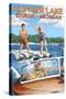 Klinger Lake - Sturgis, Michigan - Water Skiing and Wooden Boat-Lantern Press-Stretched Canvas