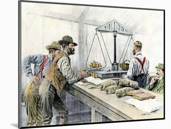 Klondike Miners Weighing Their Gold in a Dawson City Bank, c.1898-null-Mounted Giclee Print