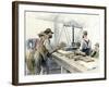 Klondike Miners Weighing Their Gold in a Dawson City Bank, c.1898-null-Framed Giclee Print