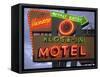 Klose-In Motel Sign Lights as Night Falls, Seattle, Washington, USA-Nancy & Steve Ross-Framed Stretched Canvas