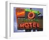 Klose-In Motel Sign Lights as Night Falls, Seattle, Washington, USA-Nancy & Steve Ross-Framed Photographic Print