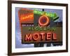 Klose-In Motel Sign Lights as Night Falls, Seattle, Washington, USA-Nancy & Steve Ross-Framed Photographic Print