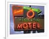 Klose-In Motel Sign Lights as Night Falls, Seattle, Washington, USA-Nancy & Steve Ross-Framed Photographic Print