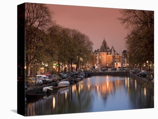 Kloveniers Burgwal Canal and Waag Historic Building, Nieuwmarkt, Amsterdam, Holland-Michele Falzone-Stretched Canvas