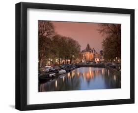 Kloveniers Burgwal Canal and Waag Historic Building, Nieuwmarkt, Amsterdam, Holland-Michele Falzone-Framed Photographic Print