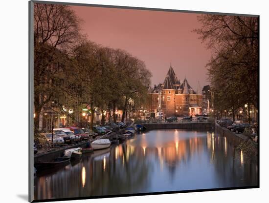 Kloveniers Burgwal Canal and Waag Historic Building, Nieuwmarkt, Amsterdam, Holland-Michele Falzone-Mounted Photographic Print