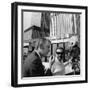 KLUTE, 1971 directed by ALAN PAKULA On the set, Donald Sutherland and Alan Pakula (b/w photo)-null-Framed Photo