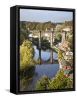 Knaresborough Viaduct and River Nidd in Autumn, North Yorkshire, Yorkshire, England, United Kingdom-Mark Sunderland-Framed Stretched Canvas