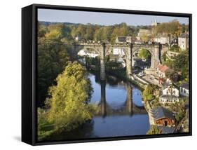 Knaresborough Viaduct and River Nidd in Autumn, North Yorkshire, Yorkshire, England, United Kingdom-Mark Sunderland-Framed Stretched Canvas