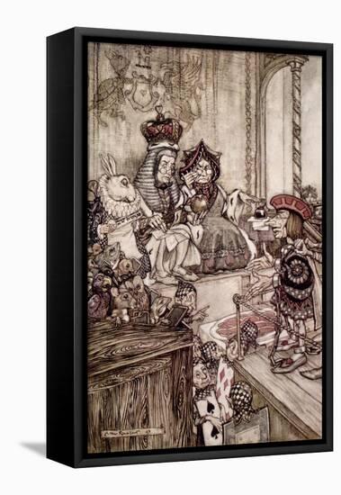 Knave Before King and Queen of Hearts, 'Alice's Adventures in Wonderland' by Lewis Carroll-Arthur Rackham-Framed Stretched Canvas