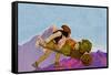 Knave with a Wheelbarrow-Maxfield Parrish-Framed Stretched Canvas