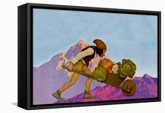 Knave with a Wheelbarrow-Maxfield Parrish-Framed Stretched Canvas