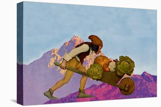 Knave with a Wheelbarrow-Maxfield Parrish-Stretched Canvas