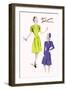Knee-Length Dresses in Blue and Yellow-null-Framed Art Print