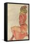 Kneeling Female in Orange-Red Dress, 1910-Egon Schiele-Framed Stretched Canvas