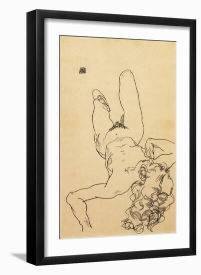 Kneeling Female Nude, 1917-Egon Schiele-Framed Giclee Print