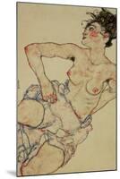 Kneeling Female Semi-Nude, 1917-Egon Schiele-Mounted Giclee Print