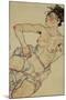 Kneeling Female Semi-Nude, 1917-Egon Schiele-Mounted Giclee Print