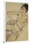 Kneeling Female Semi-Nude, 1917-Egon Schiele-Framed Giclee Print