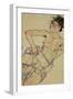 Kneeling Female Semi-Nude, 1917-Egon Schiele-Framed Giclee Print