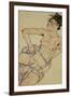 Kneeling Female Semi-Nude, 1917-Egon Schiele-Framed Giclee Print