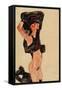 Kneeling Girl, Disrobing, 1910-Egon Schiele-Framed Stretched Canvas