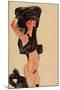 Kneeling Girl, Disrobing, 1910-Egon Schiele-Mounted Giclee Print