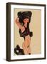 Kneeling Girl, Disrobing, 1910-Egon Schiele-Framed Giclee Print