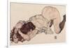 Kneeling Girl, Resting on Both Elbows, 1917-Egon Schiele-Framed Giclee Print